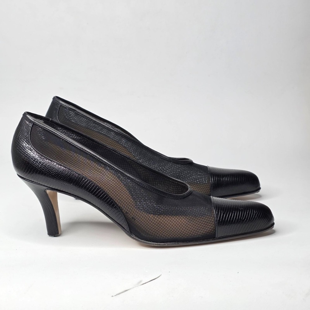 Walter Steiger Women's Heels Size 8 Black Snakeskin Embossed Pump Italy Vintage‎